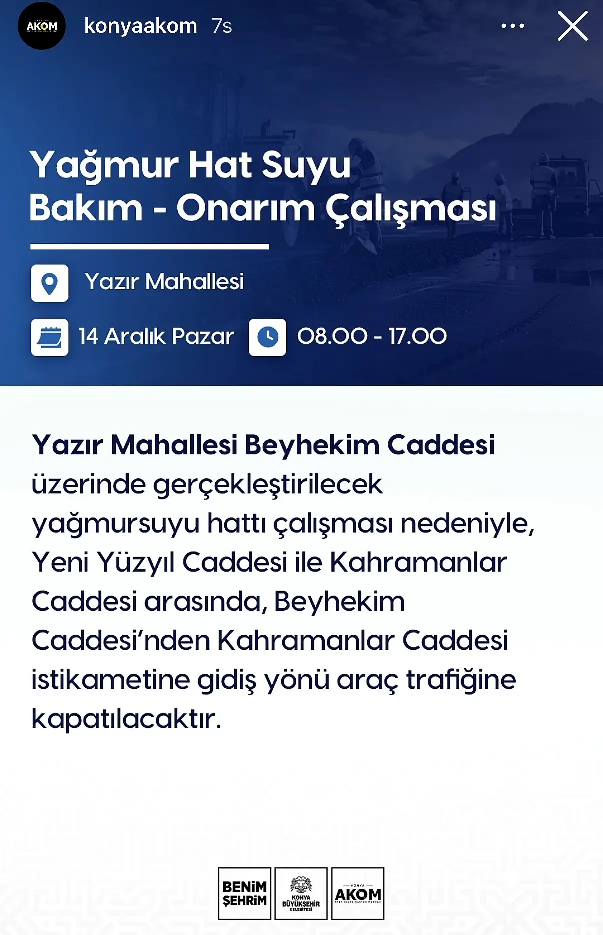 Konya'da Trafik O Caddede 9 Saat Duracak!
