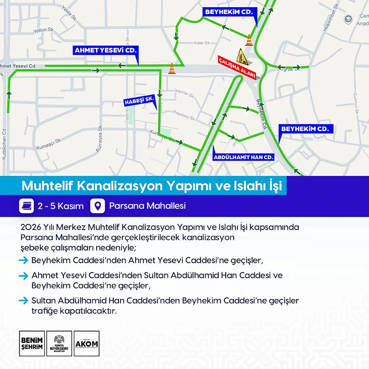 Konyalı sürücüler dikkat! Bazı yollar trafiğe kapatılıyor