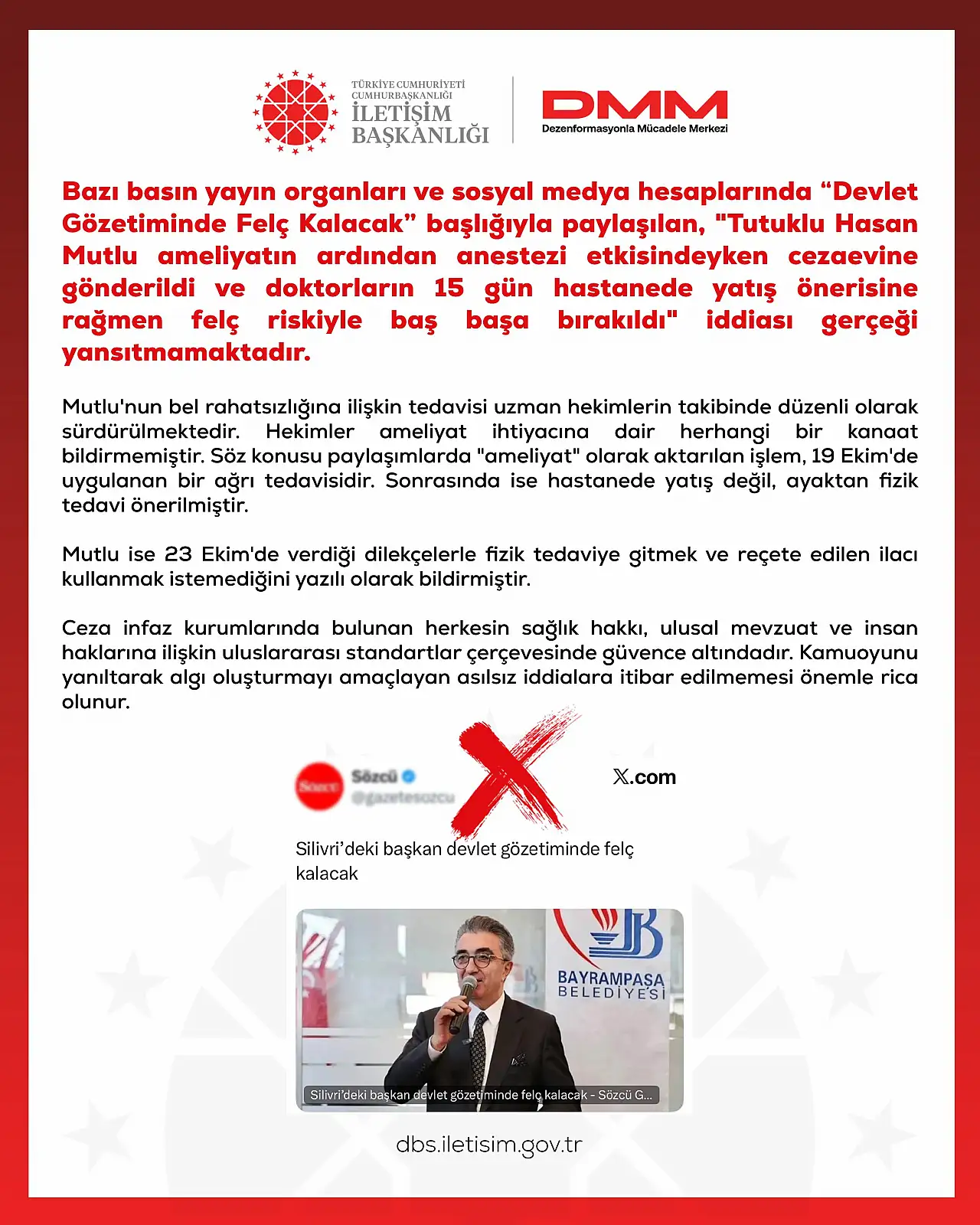 DMM'den tutuklu Hasan Mutlu ile ilgili iddialara yalanlama
