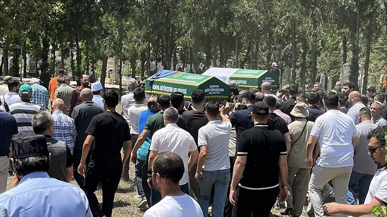 Konya'da yürek yakan veda! Anne ve kızı dualarla toprağa verildi