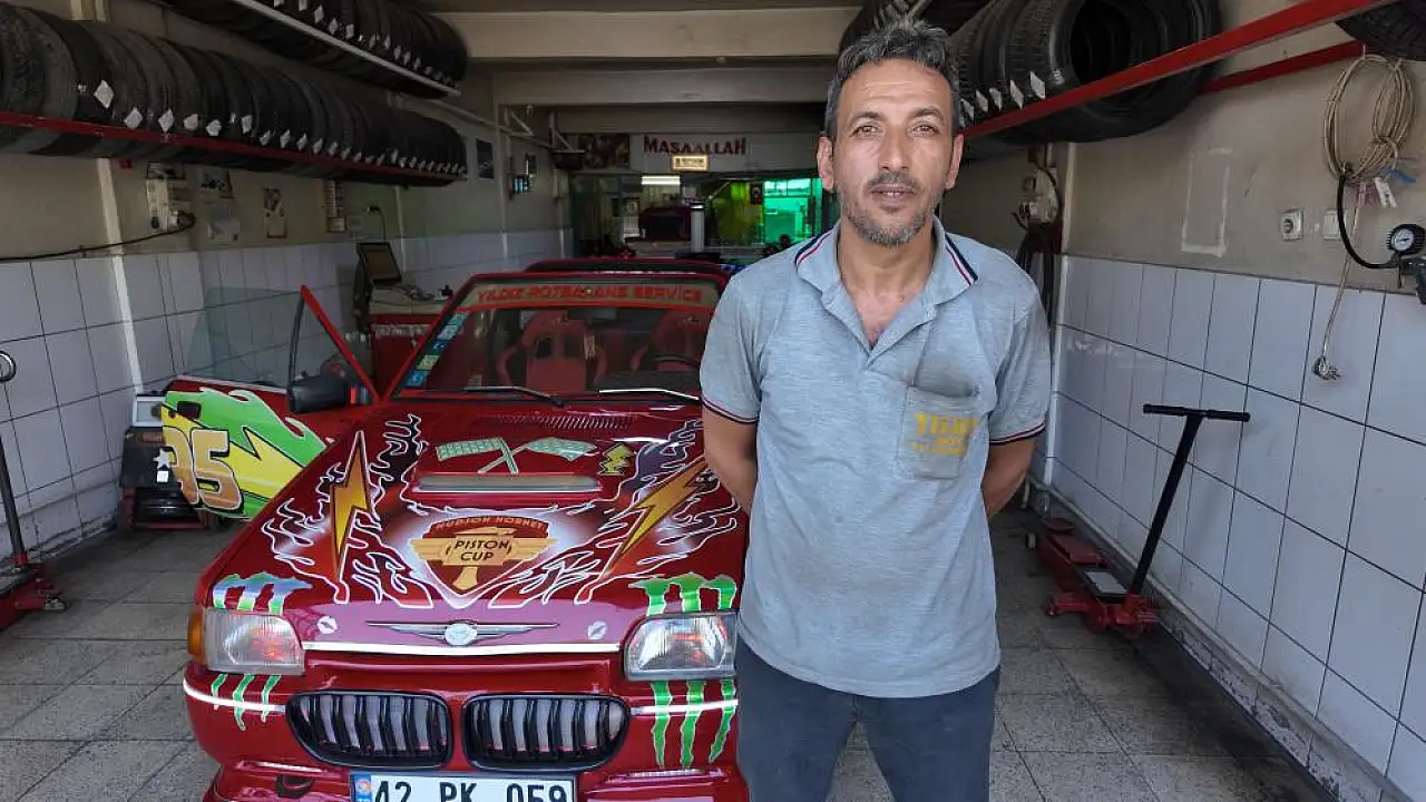Konya'da bu araç ustasının elinde Şimşek McQueen'e dönüştü!