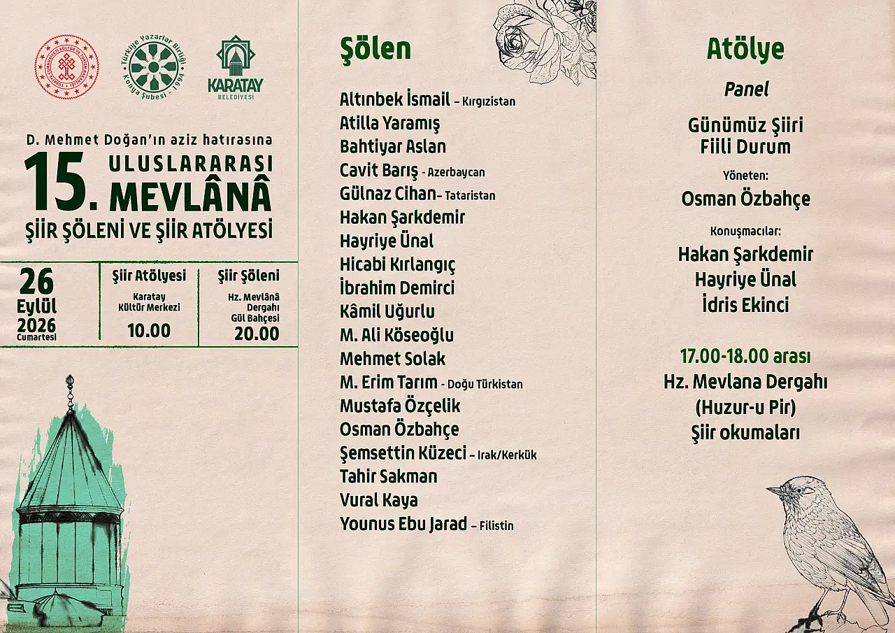 Karatay'da şiir ve tasavvuf rüzgarı: 15. Mevlana Şiir Şöleni başlıyor!