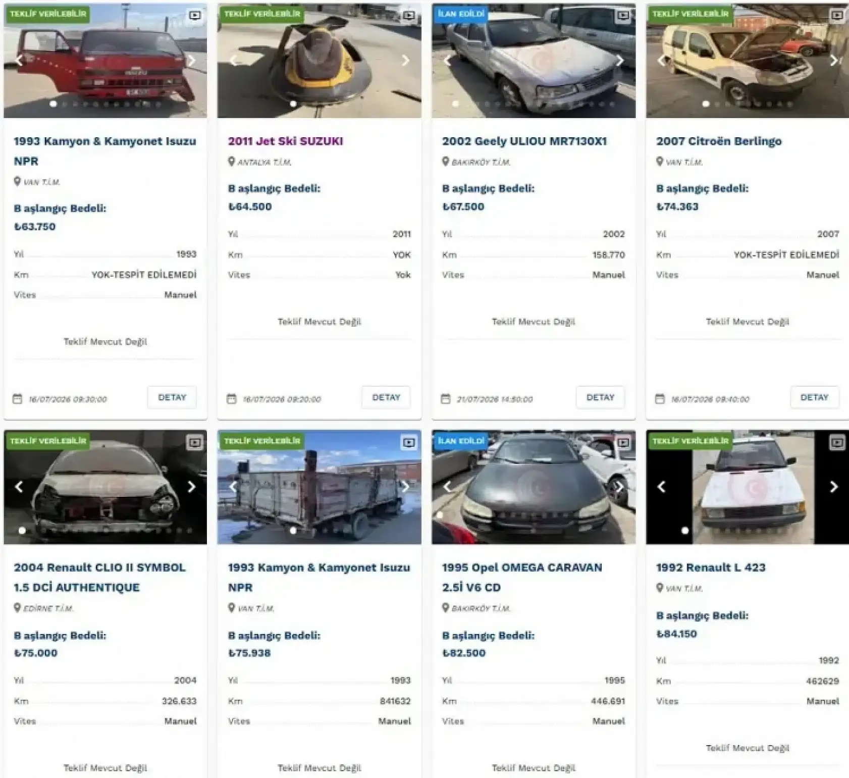 İkinci el araç alacaklar dikkat! Fiyatları 60 bin liradan başlıyor: Bakanlık onlarca aracı satışa çıkardı!