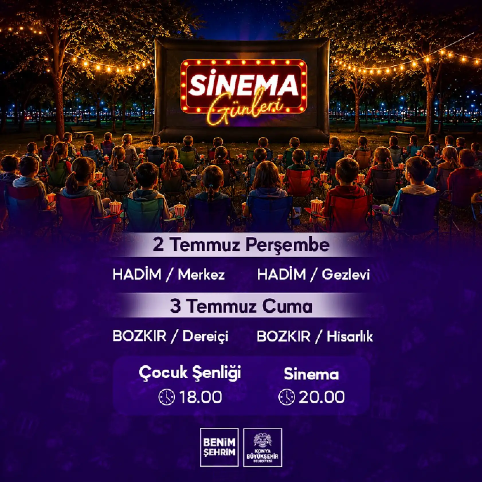 Konya'nın o ilçelerinde ücretsiz şenlik ve sinema gösterimi başlıyor!
