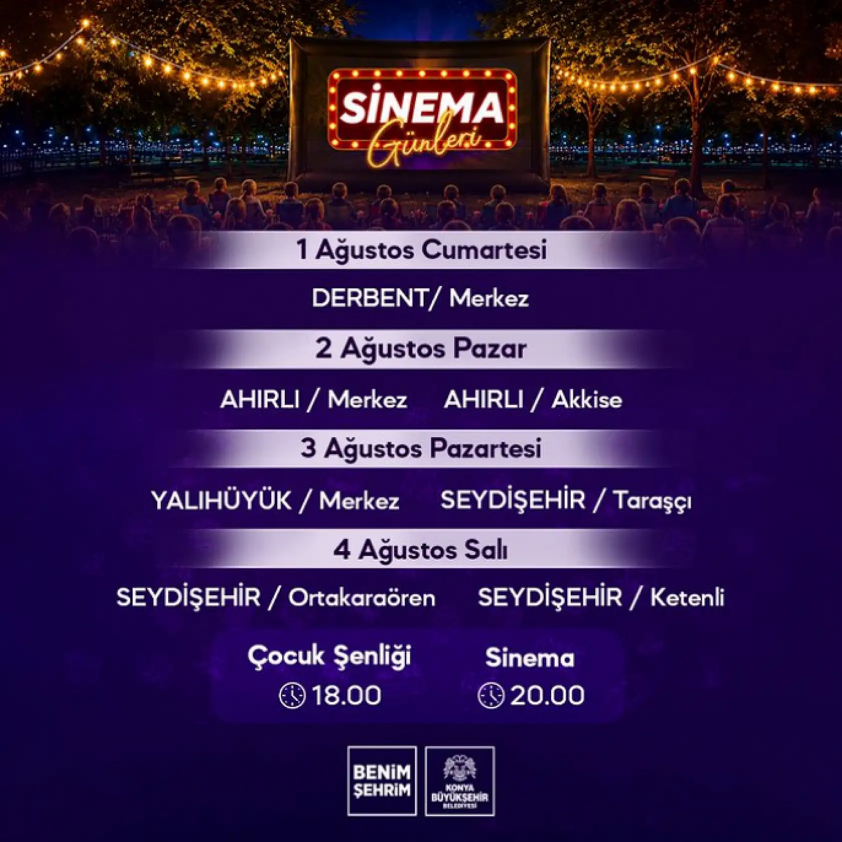 Konya'da 4 ilçede sinema rüzgarı esecek! O günlere dikkat...