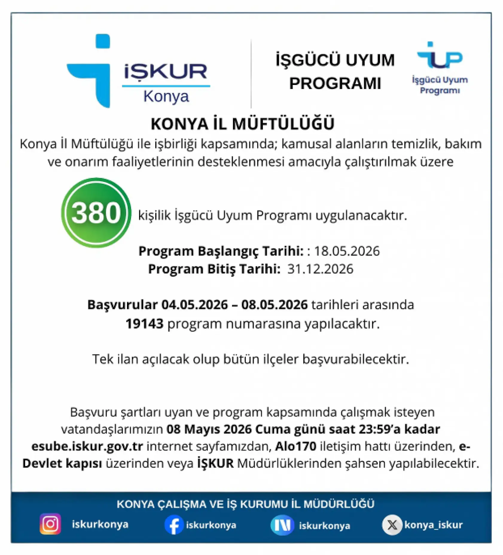 Konya'da iş arayanlara müjde: 380 kişilik kadro açıldı!