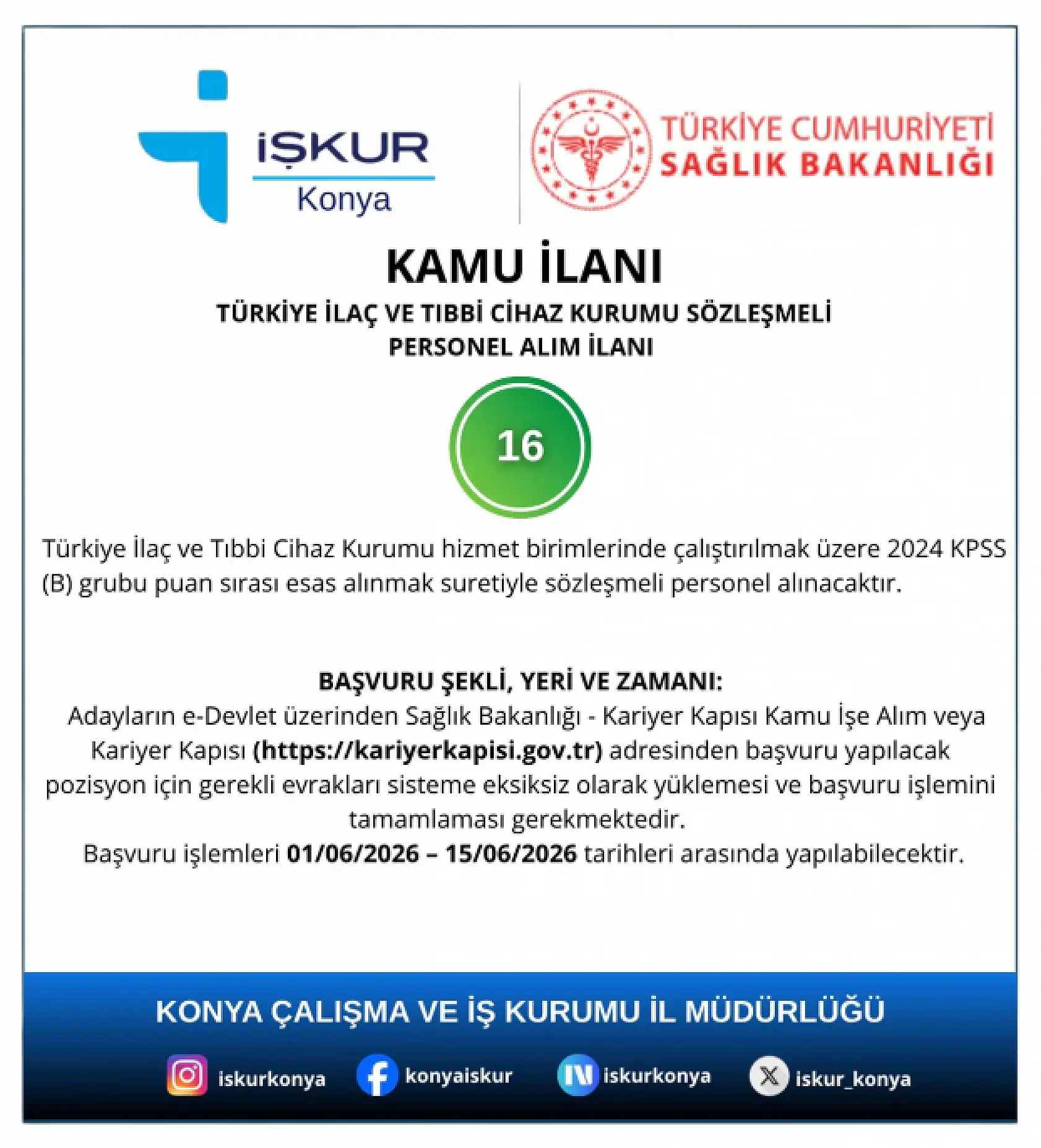 KPSS puanı olanlar ekran başına! Konya'da personel alımı başladı!