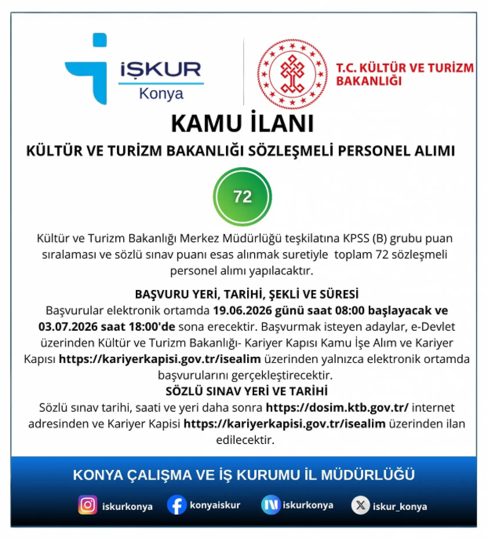 KPSS'den 60 puan alanlar ekran başına: Kültür ve Turizm Bakanlığı mülakatsız personel alıyor!