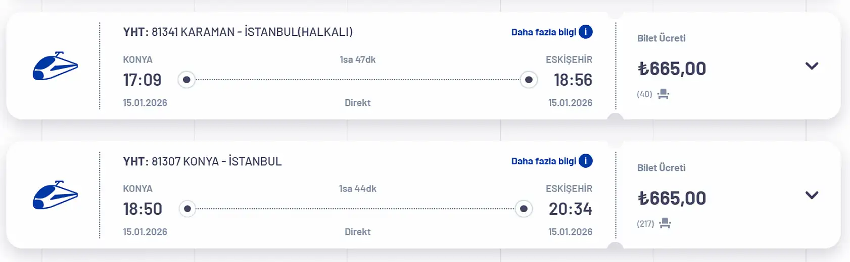 Konya'da hızlı tren fiyatlarına zam! İşte yeni fiyatlar...