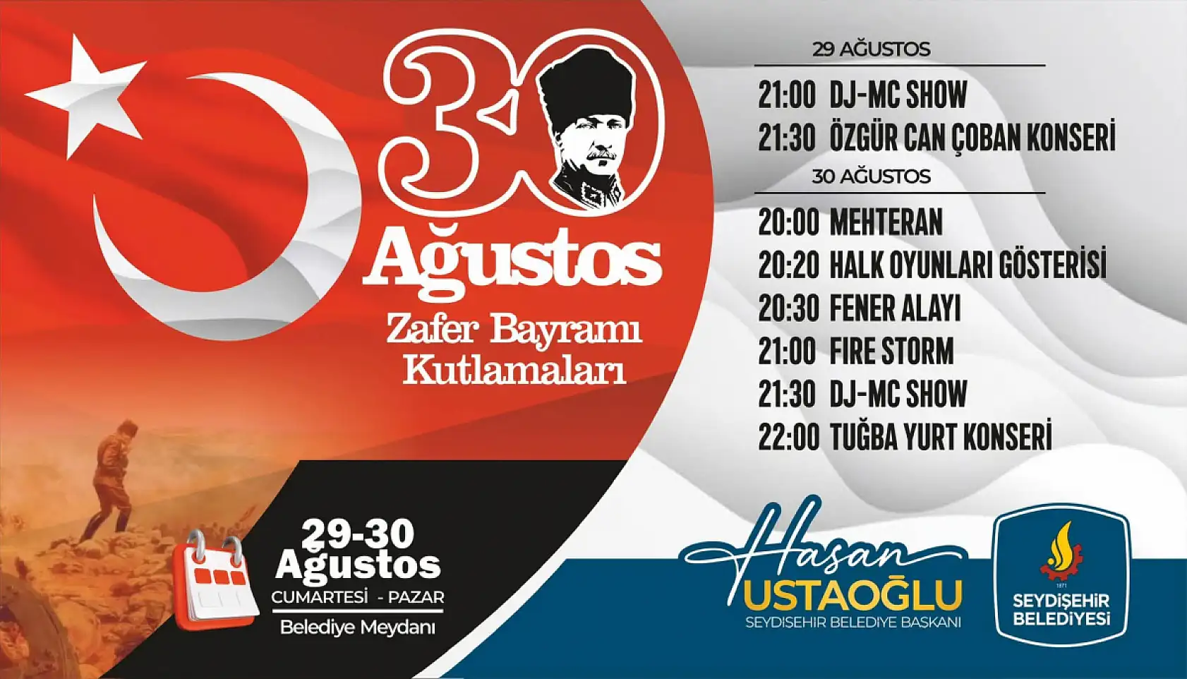 Konya'da Zafer Bayramı coşkusu 2 gün sürecek! Ücretsiz konserler, fener alayı...