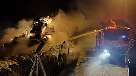 Karapınar'da 10 ton saman balyası alevlere teslim oldu!