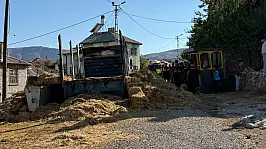 Konya'da saman yüklü kamyonda çıkan yangın korkuttu