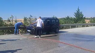 Konya'da seyir halindeki araçta yangın çıktı!
