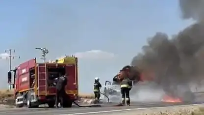 Konya'da balya yüklü kamyonette yangın çıktı!