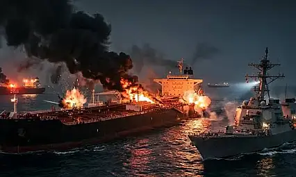 Hürmüz Boğazı'nda alarm! İran, alev alan petrol tankerini duyurdu