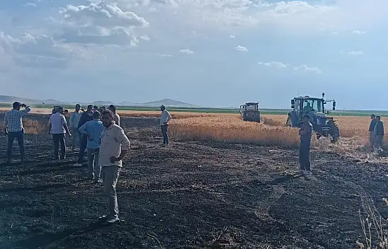 Konya'da buğday ekili tarla küle döndü