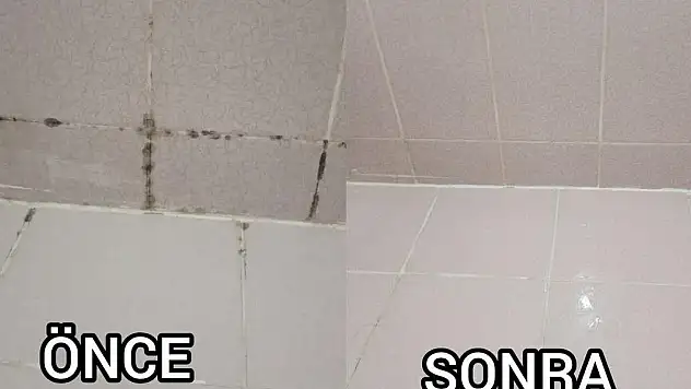 1 damlası bile yeterliymiş. Matlaşmış fayansların lekeden arınmasını sağlıyor