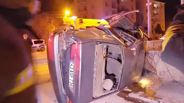 Akşehir'de otomobil takla attı: 1'i ağır 5 yaralı