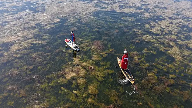 Beyşehir Gölü için kürek çektiler!