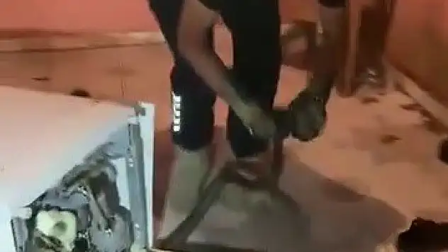 Bulaşık makinesine 2 metrelik karayılanı girdi