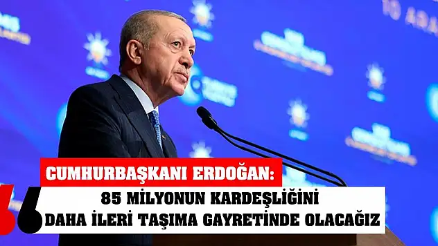 Cumhurbaşkanı Erdoğan: 85 milyonun kardeşliğini daha ileri taşıma gayretinde olacağız