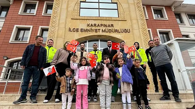Karapınar'da anaokulu öğrencileri polisleri ziyaret etti