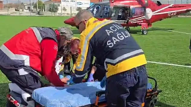 Konya'da dakikalarla yarışıldı! Kalp krizi geçiren hasta için hava ambulansı kalktı