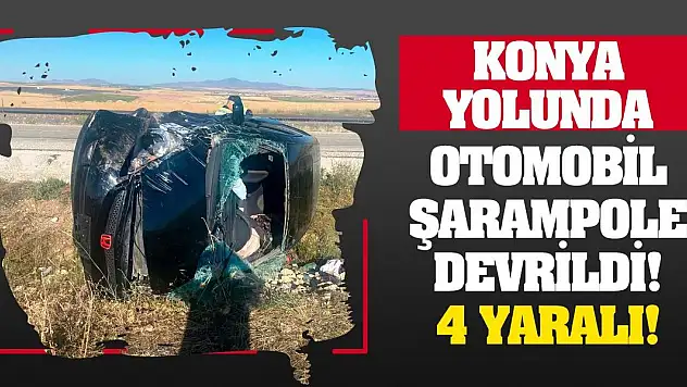 Konya Yolunda Otomobil Şarampole Devrildi: 2'si çocuk 4 yaralı