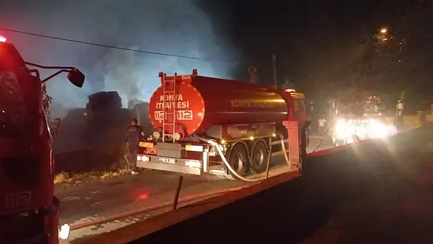 Konya'da 10 ton balya saman yandı