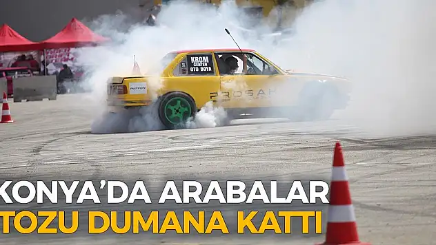 Konya'da Arabalar Tozu Dumana Kattı