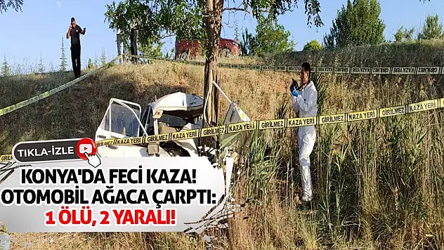 Konya'da feci kaza! Otomobil ağaca çarptı: 1 ölü, 2 yaralı!
