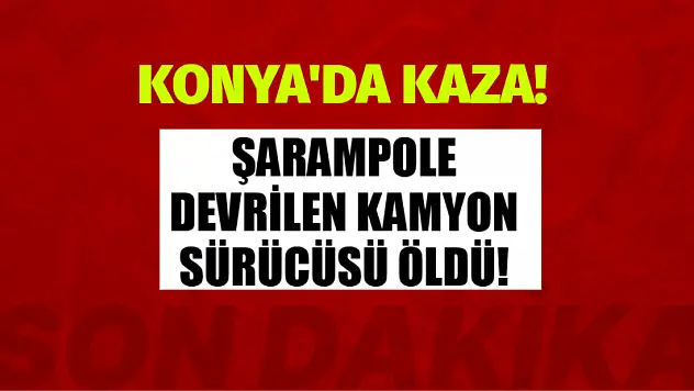 Konya'da kaza! Şarampole devrilen kamyon sürücüsü öldü!