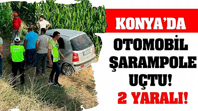 Konya'da otomobil şarampole uçtu! 2 yaralı!