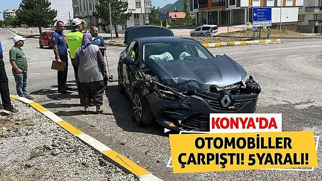 Konya'da otomobiller çarpıştı! 5 yaralı!