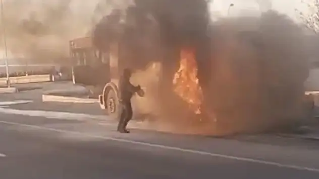 Konya'da süt tankeri alevler içinde kaldı