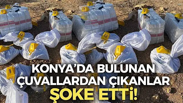 Konya'da yol kenarında bulunan çuvallardan çıkanlar şoke etti
