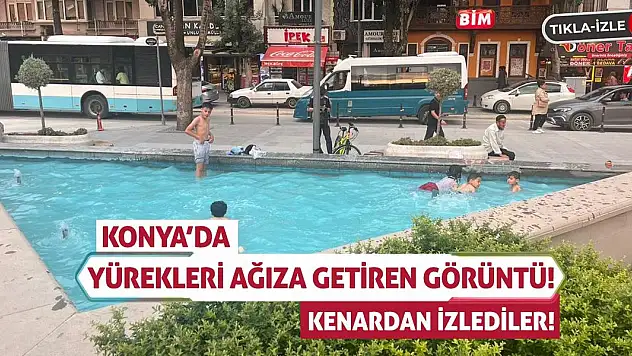 Konya'da Yürekleri Ağıza Getiren Görüntü! Kenardan İzlediler!
