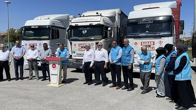 Konya'dan Sudan ve Somali'ye insani yardım malzemesi yüklü 3 tır gönderildi