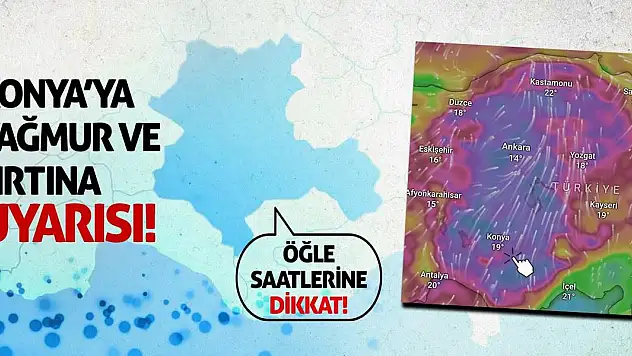 Konya'ya Yağmur ve Fırtına Uyarısı! Öğle Saatlerine Dikkat!