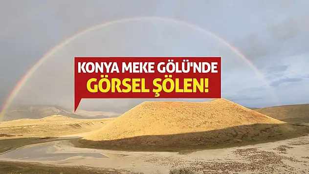 Meke Gölü'nde gökkuşağı oluştu