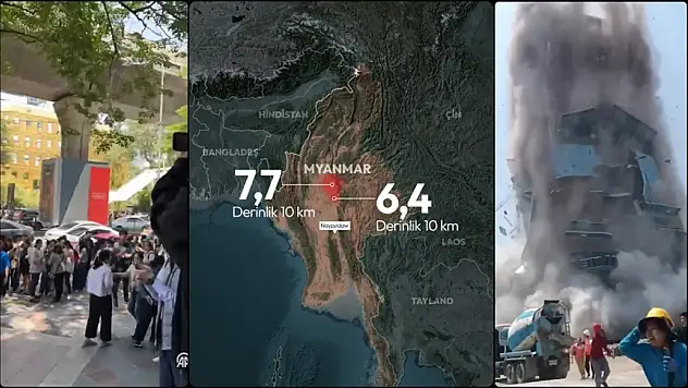 Myanmar'da 7,7 ve 6,4 büyüklüğünde iki deprem yaşandı