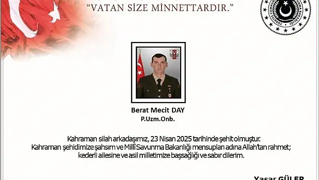 Pençe-Kilit operasyonu bölgesinde 1 asker şehit oldu