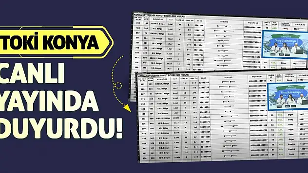 TOKİ Konya canlı yayında duyurdu!