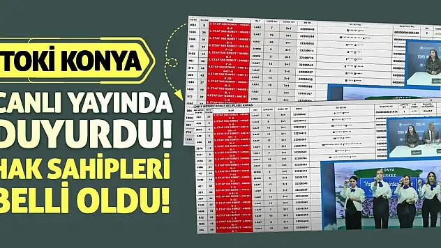 TOKİ Konya canlı yayında duyurdu! Hak sahipleri belli oldu!