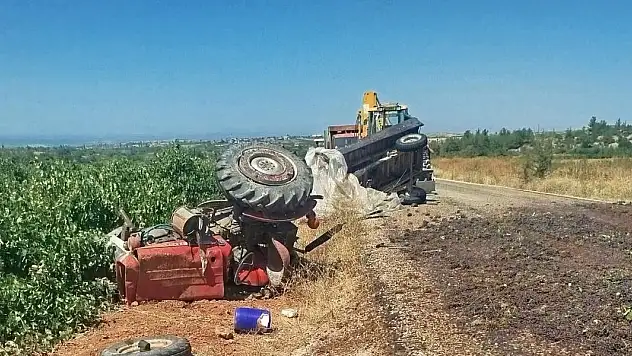 Üzüm yüklü traktör devrildi! Sürücü yaşamını yitirdi