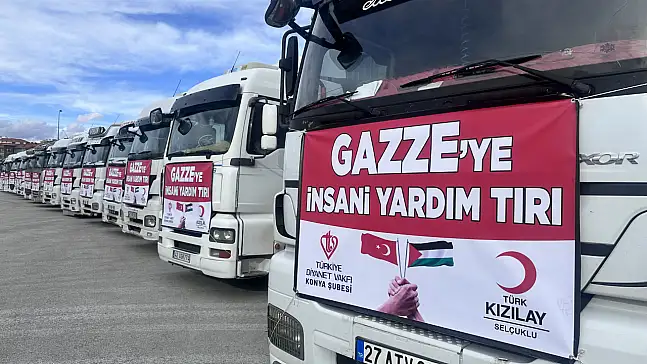 Konya'nın kalbi Gazze için atıyor: 15 tırlık dev sevkiyat yola çıktı!