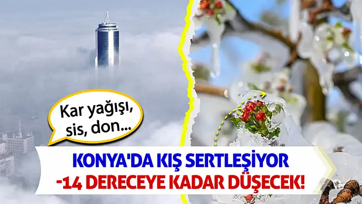 Konya'da kış sertleşiyor, -14 dereceye kadar düşecek! Kar yağışı, sis, don...