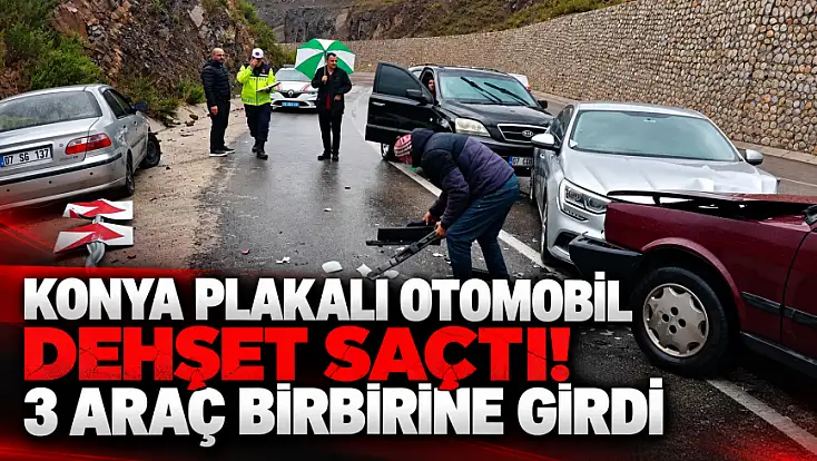 Şerit ihlali faciaya neden oldu! Konya yolunda 3 araç çarpıştı