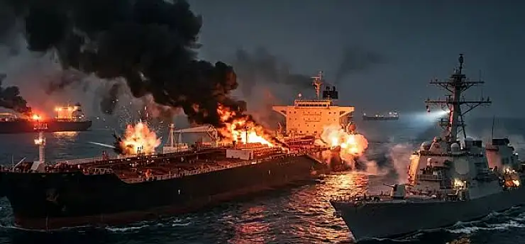 Hürmüz Boğazı'nda alarm! İran, alev alan petrol tankerini duyurdu