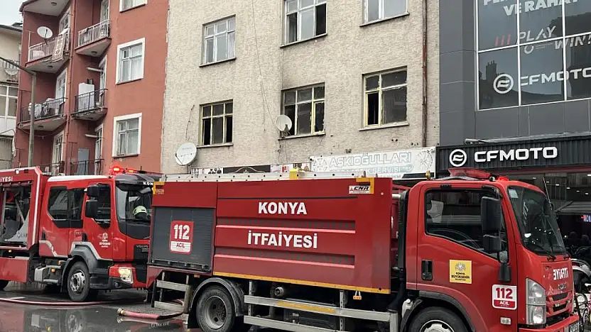 Konya'da apartmanda yangın alarmı! Bina tahliye edildi
